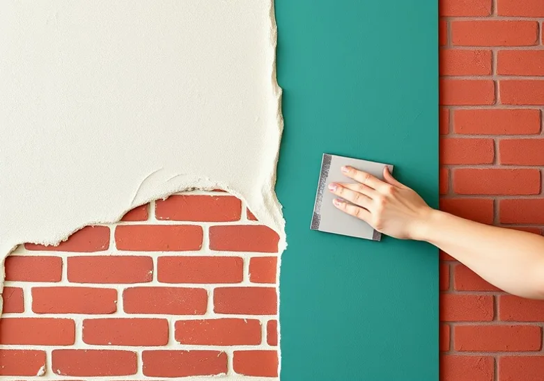 Application d'un enduit décoratif à la lisseuse sur un mur